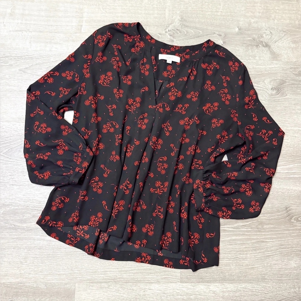 Floral Black and Red Women's Top
